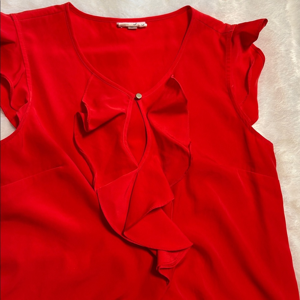 Red Ruffle Sleeve Top - Picture 2 of 3